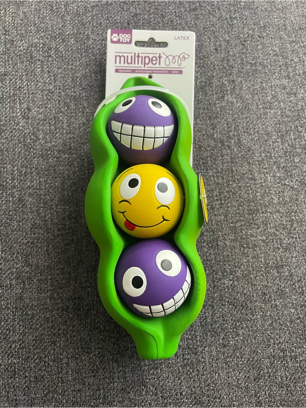 Multiple Green Peapod with 3 Squeaky Balls Dog Toy